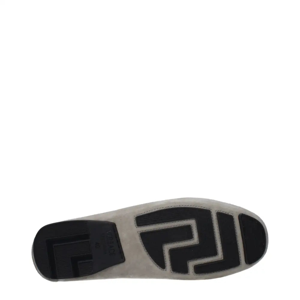 Versace Gray Leather Slip-On Loafers