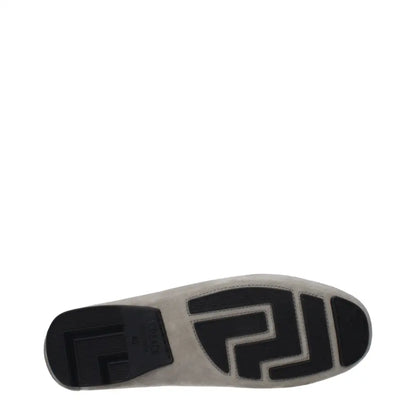Versace Gray Leather Slip-On Loafers