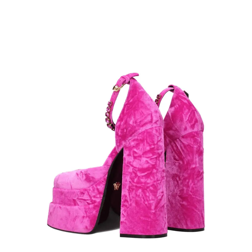 Versace Pink Velvet Platforms