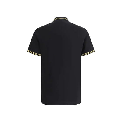 Sort Versace polo shirt i sort med guldkanter på krave og ærmer