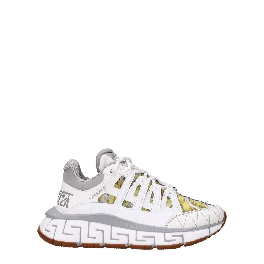 Versace White Leather Athletic Sneakers
