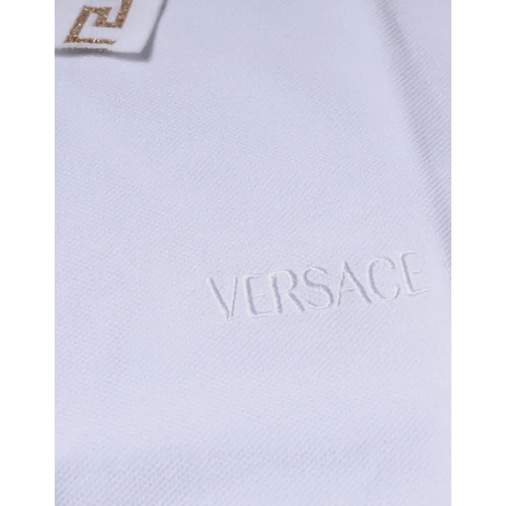 Versace White Viscose Collared Men Polo Short Sleeves T-shirt - IT52/XL - T-shirts