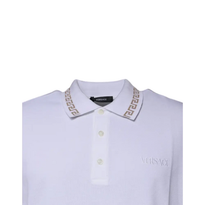 Versace White Viscose Collared Men Polo Short Sleeves T-shirt - IT52/XL - T-shirts