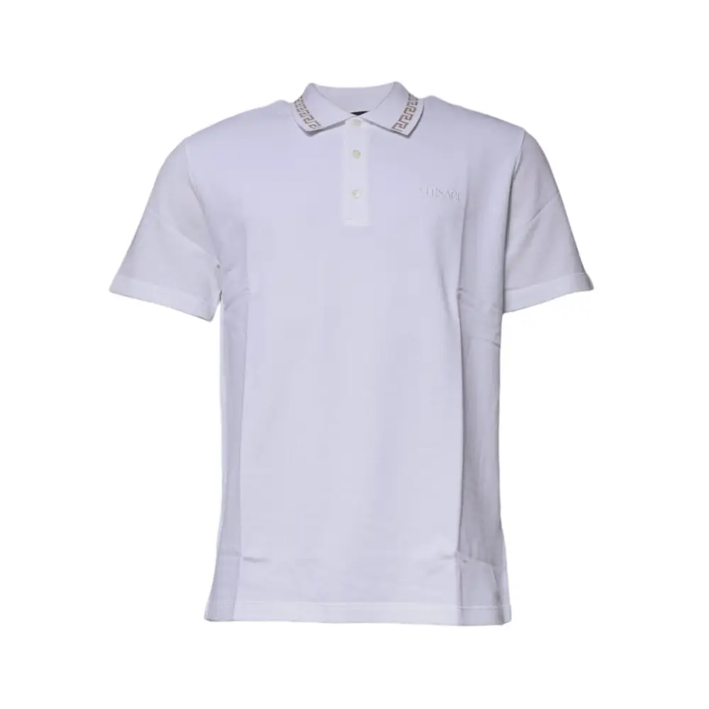 Versace White Viscose Collared Men Polo Short Sleeves T-shirt - IT52/XL - T-shirts