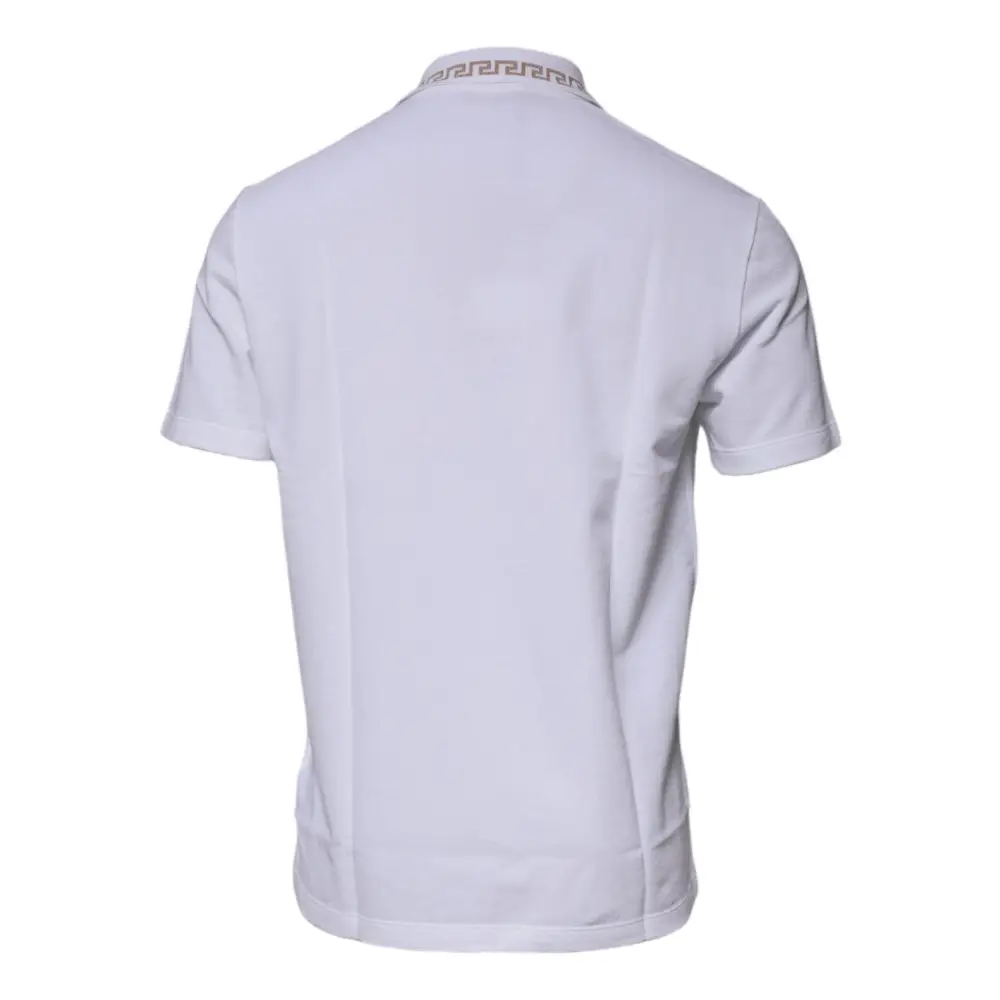 Versace White Viscose Collared Men Polo Short Sleeves T-shirt - IT52/XL - T-shirts