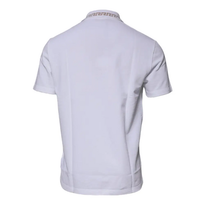 Versace White Viscose Collared Men Polo Short Sleeves T-shirt - IT52/XL - T-shirts