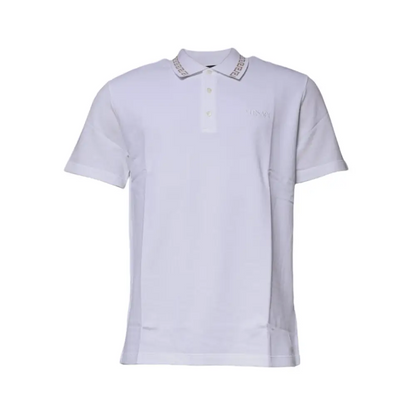 Versace White Viscose Collared Men Polo Short Sleeves T-shirt - IT52/XL - T-shirts