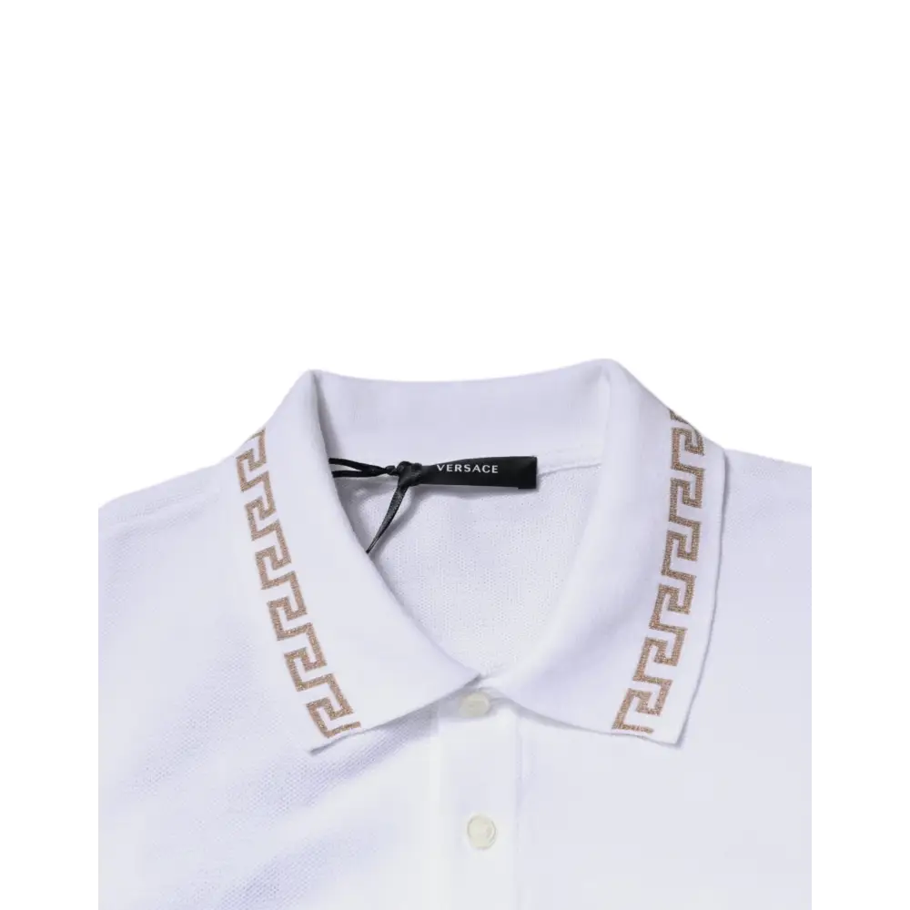 Versace White Viscose Collared Men Polo Short Sleeves T-shirt - IT52/XL - T-shirts
