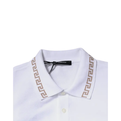 Versace White Viscose Collared Men Polo Short Sleeves T-shirt - IT52/XL - T-shirts