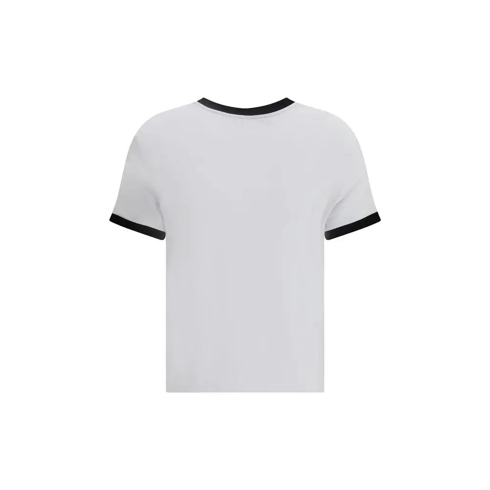 Versace hvid viscose t-shirt med sort trim ved hals og ærmer