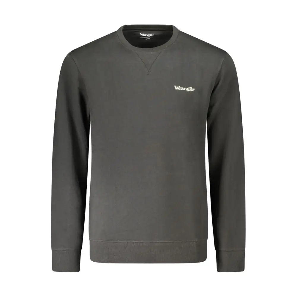 Mørk grå Wrangler crewneck-sweater i sort bomuld med hvidt logo