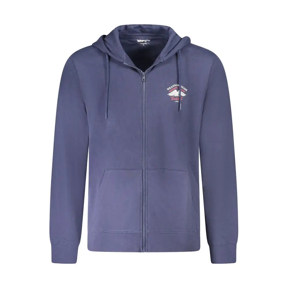 Wrangler blue cotton sweater: navy zip-up hoodie med hvid-rød logo
