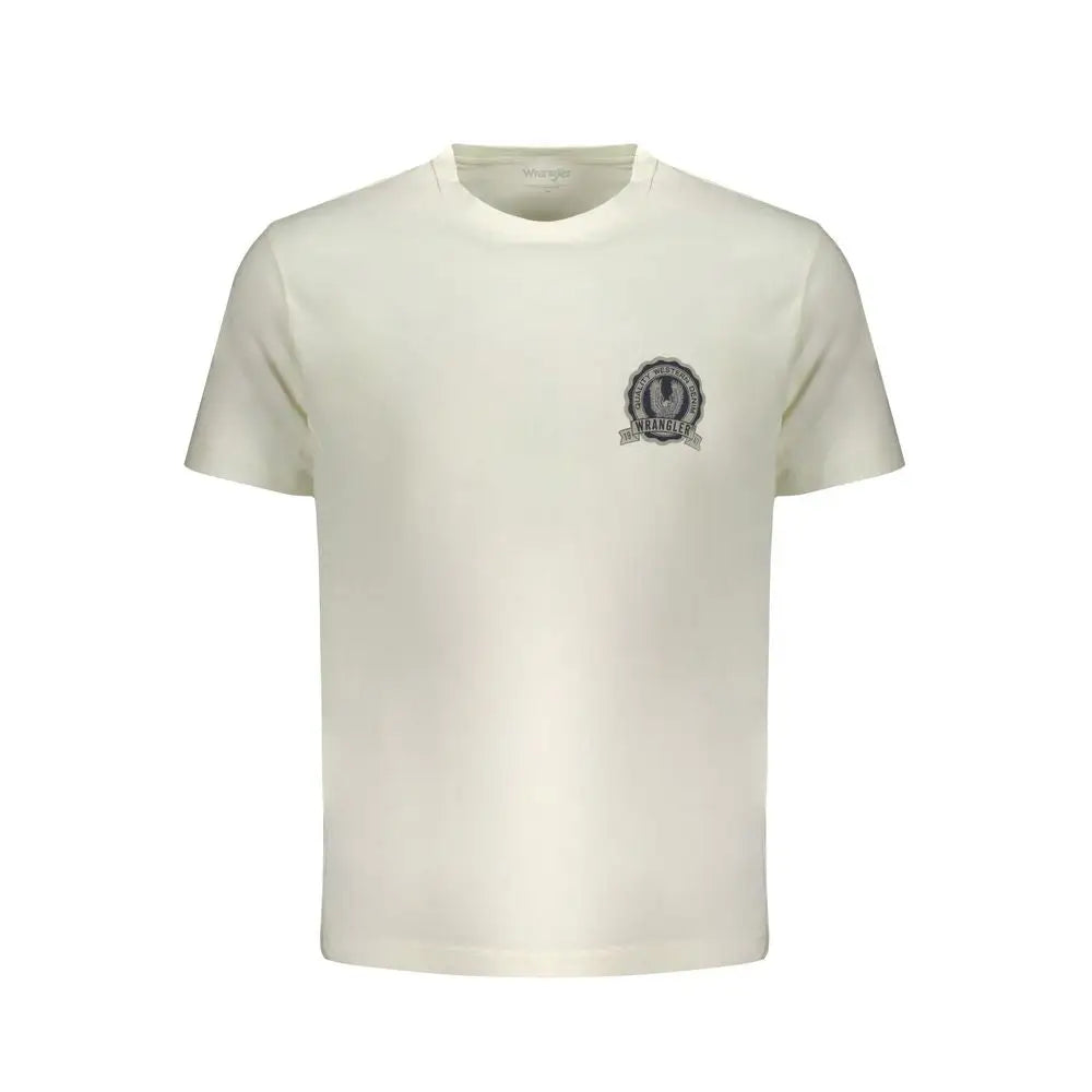 Wrangler white cotton t-shirt med subtil broderet logo på venstre bryst